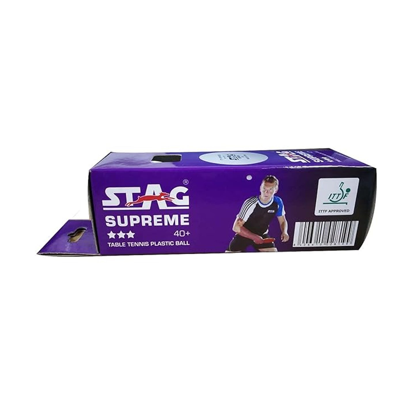STAG SUPREME Plastic Table Tennis Balls, Size Standard, (White) PACK OF 3