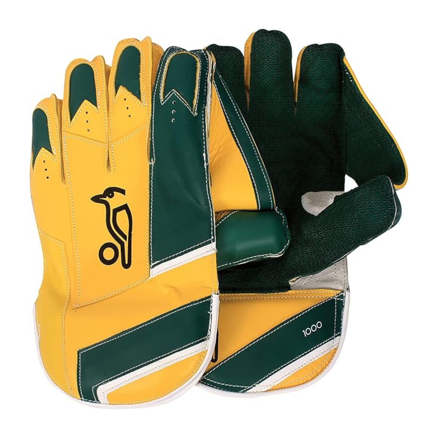 Kookaburra Kahuna Pro 1000 Men's Wicket Keeping Gloves (Yellow/Green, L) | Professional | Superior Grip and Comfort | Unique setting to enhance