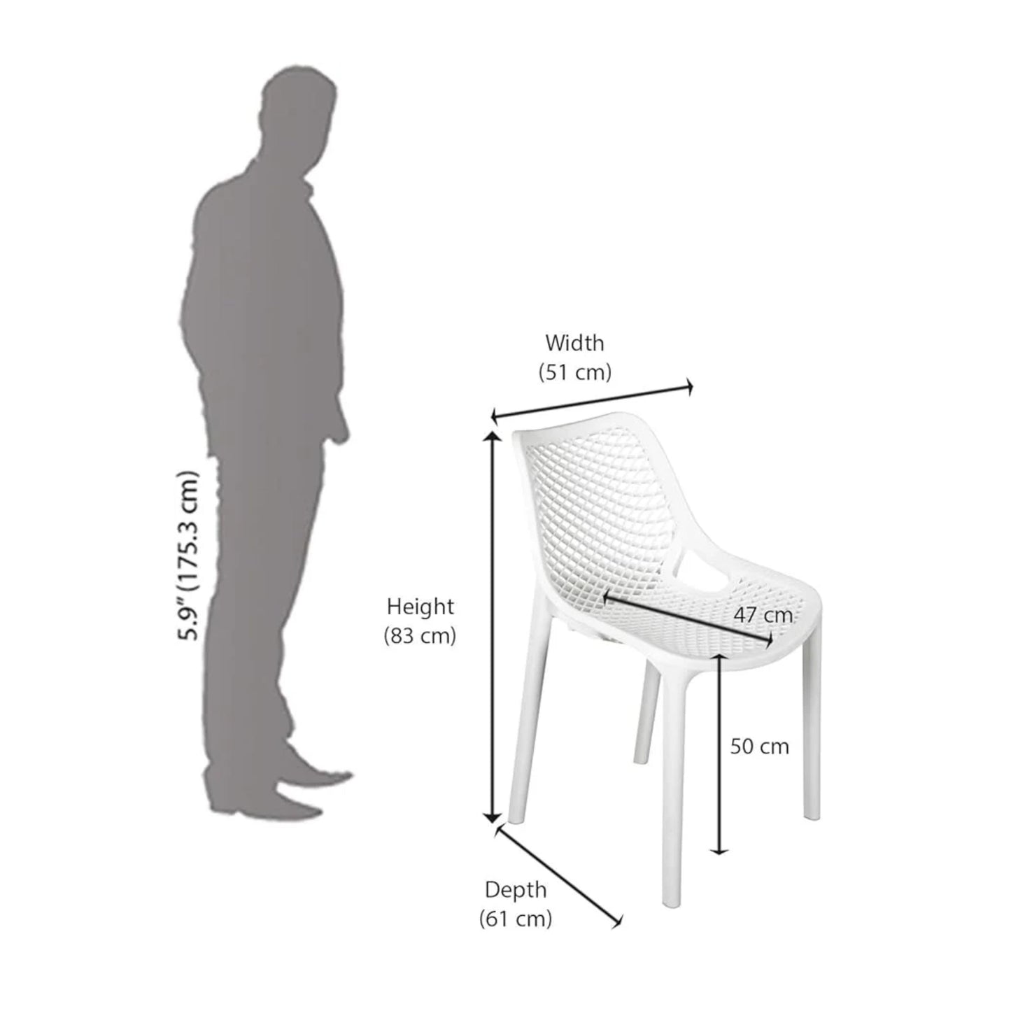 Nilkamal Vento Chair | Plastic Mid Back with Arm Chair | Chairs for Home| Dining Room| Bedroom| Kitchen| Living Room| Office - Outdoor - Garden | Dust Free | 100% Polypropylene Stackable Chairs