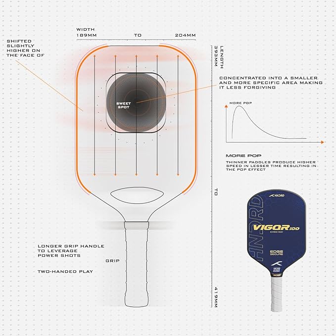 Hundred Vigor 100 USA Approved Pickleball Paddle | 13mm Core | Power | Free Bag Included