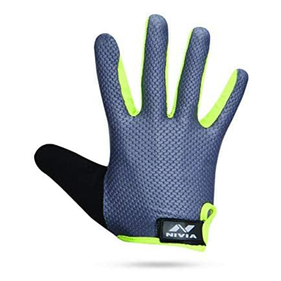 Nivia Cross Training Full Finger Gym Gloves (Grey/Green, Size - Medium) | Material - Leather | Perfect for Weight Lifting | Training Gym Workout | Crossfit | Pull-ups | Strong Grip Gym Gloves