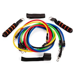 Endless EL1043 Toning Tubes Set of 5 with Different Resistance Levels | Material : Natural Latex | With Door Anchor, Handles, Waterproof Carry Bag, Leg Ankle Straps for Men and Women