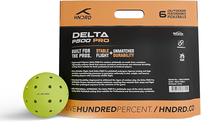 Hundred Delta Pro Pickleball Balls | Pack of 4 | USA Pickleball Approved | Hole Design | Tournament Ball