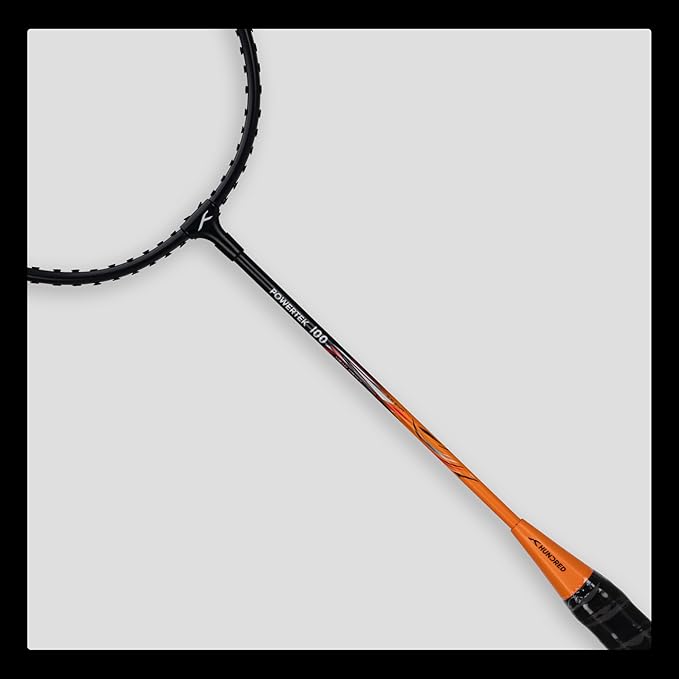 HUNDRED Powertek 100 (Set of 2) Badminton Racquet with Full Cover | Strung | Material: Aluminium | Maximum Tension: 16-18lbs | for Intermediate player