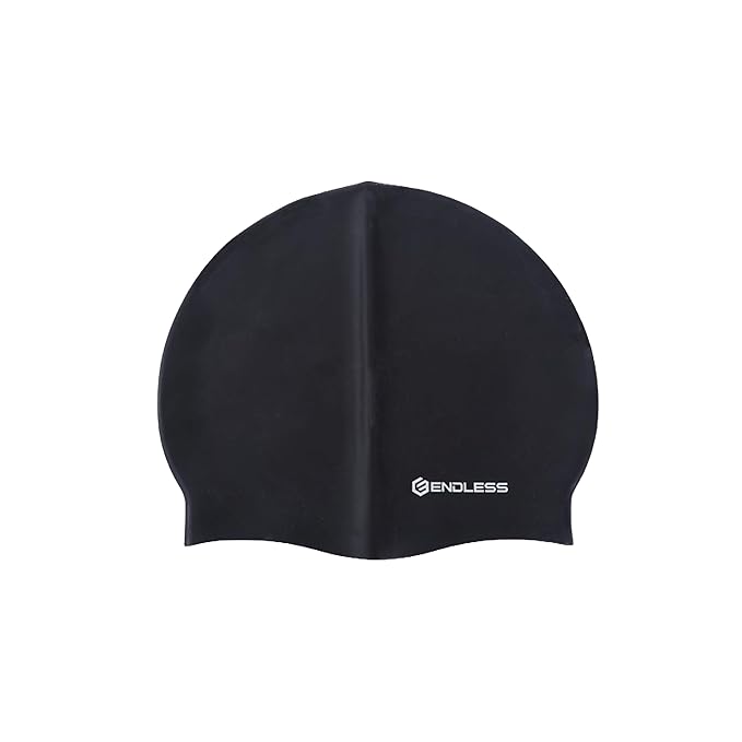 Endless EL1019 Classic Comfortable Plain Silicon Swimming Cap | Fully Elastic Waterproof Swimming Cap for Long and Short Hair with Thicker Edge | For Adults, Women and Men| Size: Free Size| Material : Silicon