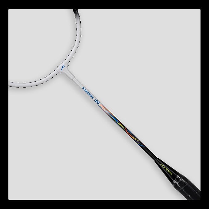 HUNDRED Powertek 100 (Set of 2) Badminton Racquet with Full Cover | Strung | Material: Aluminium | Maximum Tension: 16-18lbs | for Intermediate player