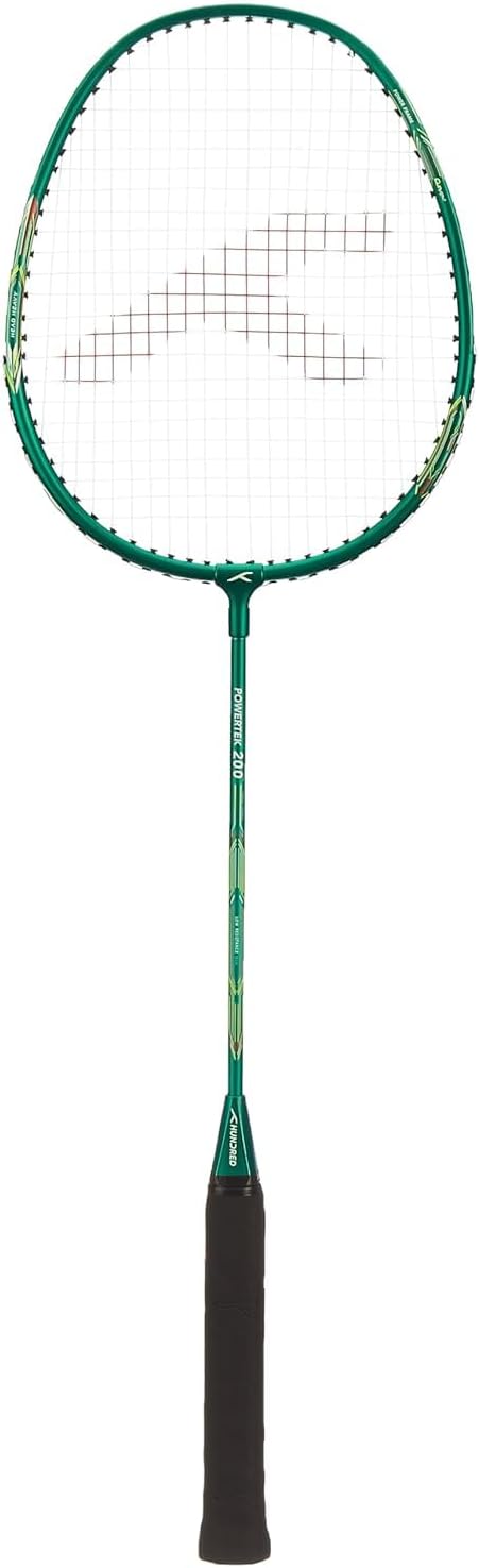 HUNDRED Powertek 200 PRO Strung Badminton Racquet with Head Cover | Material: Aluminium | Intermediate Level | Weight: 95gm | Maximum String Tension- 18-20lbs