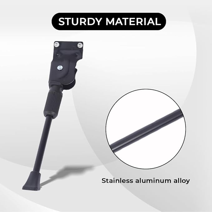 Endless EL1054 Cycle Stand Adjustable Between 24-29 Inch| High Quality Bike Side Kickstand with Double Nut | For All types Cycles or Bikes | Color:Black | Material : Aluminium Alloy