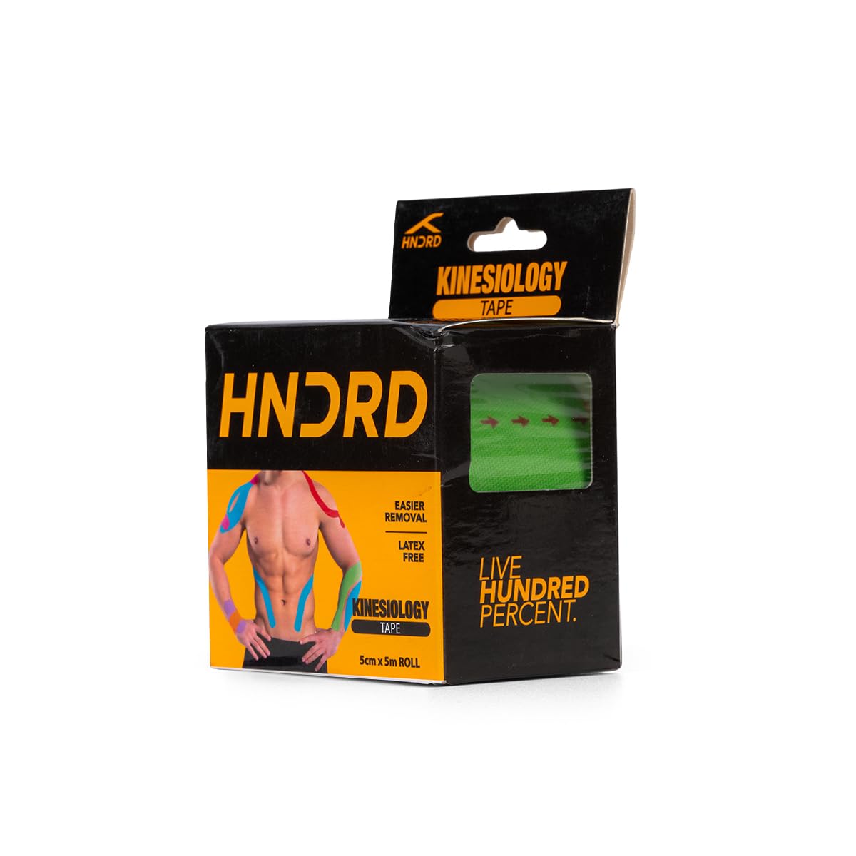 HUNDRED Kinesiology Tape| Light Green,Pink,Orange,Light Blue,Dark Blue,Black | Size: 5 Meters | Unisex | Cotton/Elastic | Muscle Soreness & Pain Relief | Boosted Performance, Circulation and Body Awareness | Future Injury Prevention
