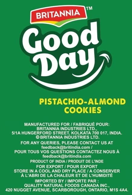Britannia Good Day Pistachio Almond Cookies | Each Nutty & Crunchy Tea-Time Snack Perfect for Breakfast or Anytime Treat (231g)