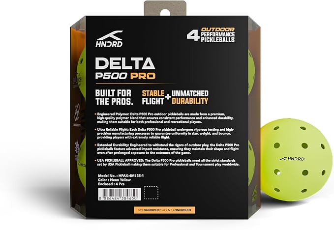 Hundred Delta Pro Pickleball Balls | Approved by USA Pickle ball | Hole design | Tournament ball