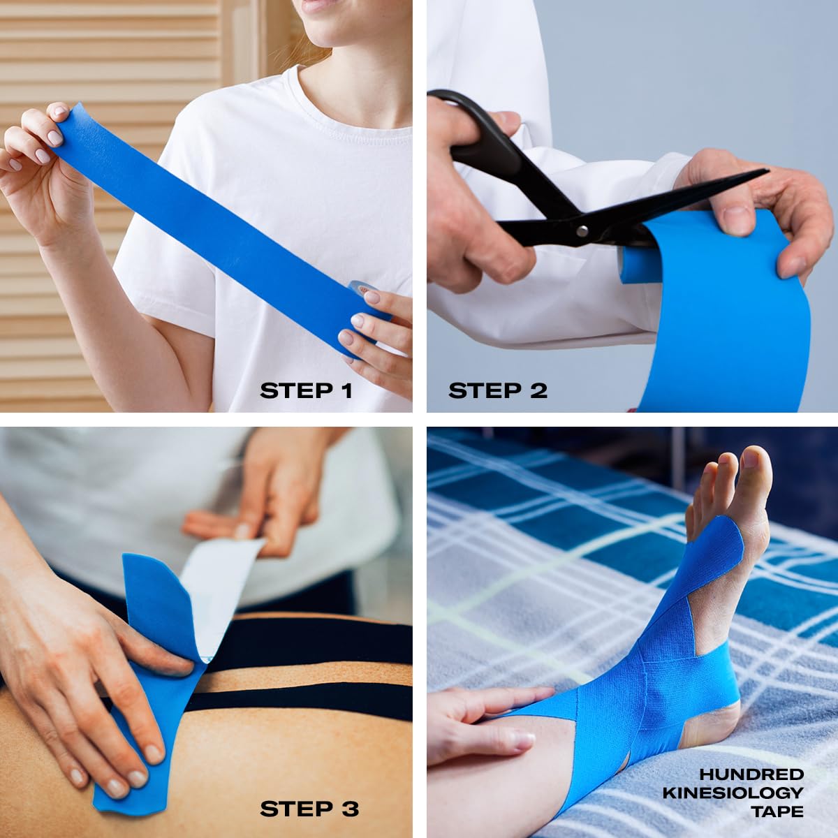 HUNDRED Kinesiology Tape| Light Green,Pink,Orange,Light Blue,Dark Blue,Black | Size: 5 Meters | Unisex | Cotton/Elastic | Muscle Soreness & Pain Relief | Boosted Performance, Circulation and Body Awareness | Future Injury Prevention
