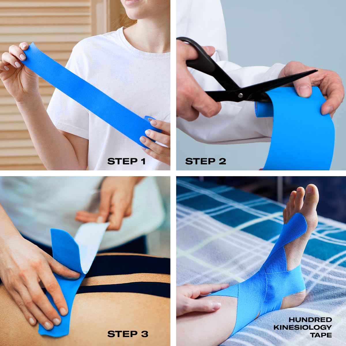 HUNDRED Kinesiology Tape| Light Green,Pink,Orange,Light Blue,Dark Blue,Black | Size: 5 Meters | Unisex | Cotton/Elastic | Muscle Soreness & Pain Relief | Boosted Performance, Circulation and Body Awareness | Future Injury Prevention