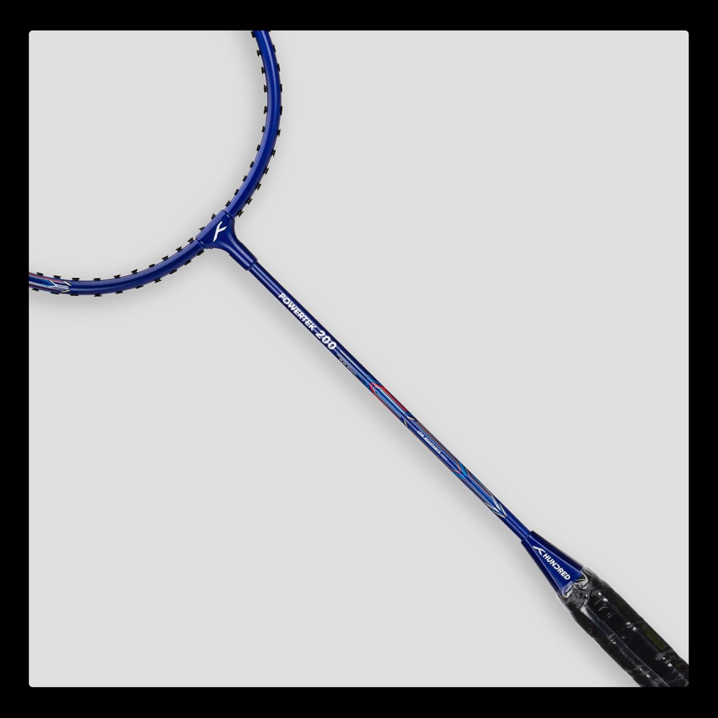 HUNDRED Powertek 200 PRO Strung Badminton Racquet with Head Cover | Material: Aluminium | Intermediate Level | Weight: 95gm | Maximum String Tension- 18-20lbs