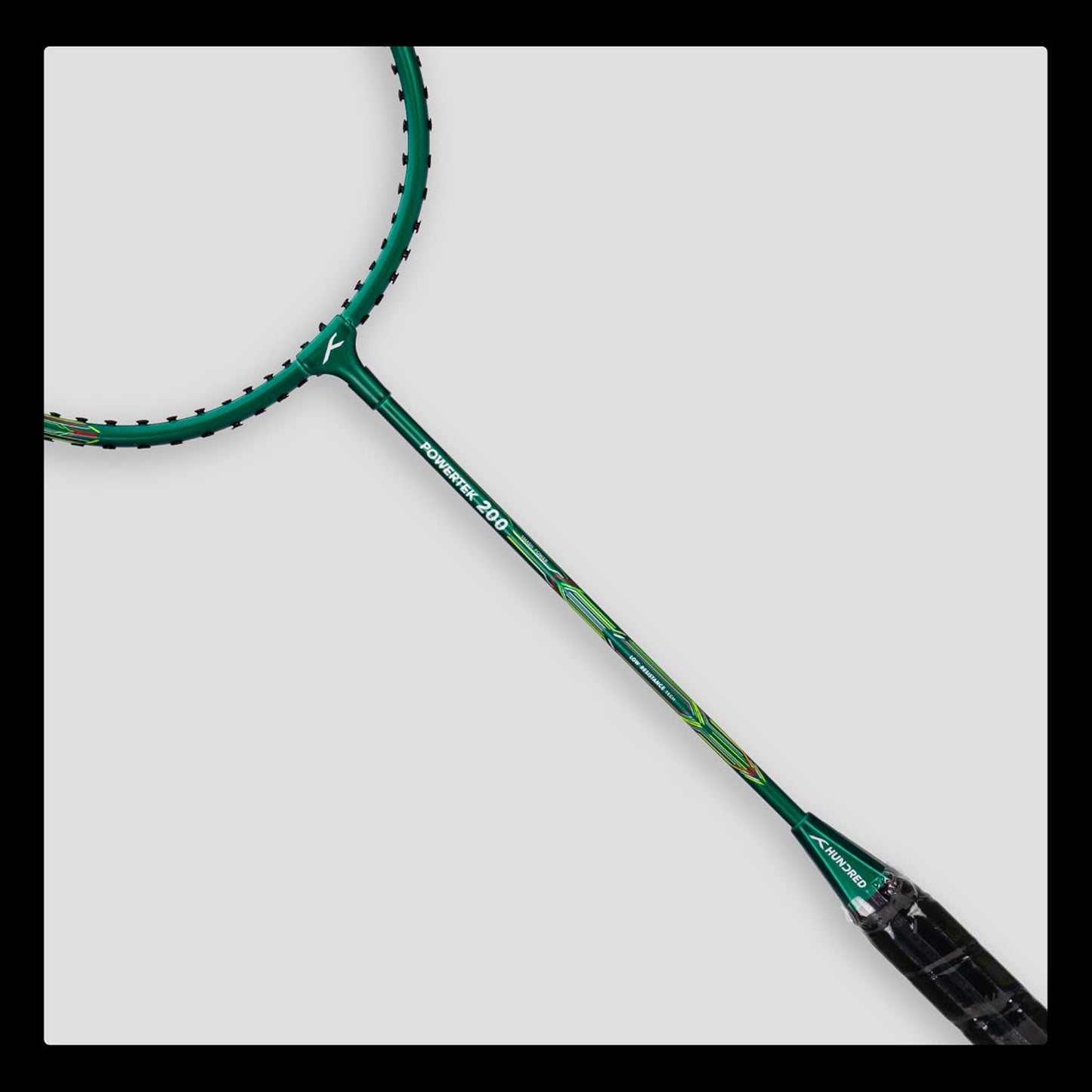 HUNDRED Powertek 200 PRO Strung Badminton Racquet with Head Cover | Material: Aluminium | Intermediate Level | Weight: 95gm | Maximum String Tension- 18-20lbs
