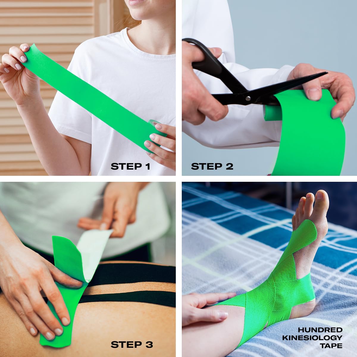 HUNDRED Kinesiology Tape| Light Green,Pink,Orange,Light Blue,Dark Blue,Black | Size: 5 Meters | Unisex | Cotton/Elastic | Muscle Soreness & Pain Relief | Boosted Performance, Circulation and Body Awareness | Future Injury Prevention