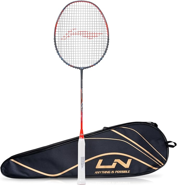 Li-Ning Wind Lite 800 II Carbon Fibre Badminton Strung Racket with Full Cover | For Intermediate | Dynamic Optimum Frame | Heavy Head | Maximum String Tension- 28lbs | Size: 78gm