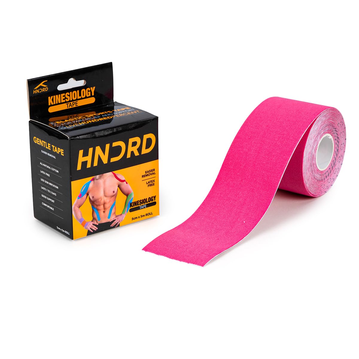 HUNDRED Kinesiology Tape| Light Green,Pink,Orange,Light Blue,Dark Blue,Black | Size: 5 Meters | Unisex | Cotton/Elastic | Muscle Soreness & Pain Relief | Boosted Performance, Circulation and Body Awareness | Future Injury Prevention