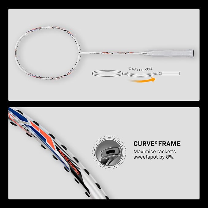 HUNDRED Powertek 2000 PRO Badminton Racquet with Full Cover | Strung | Material: Graphite | For Intermediate Players