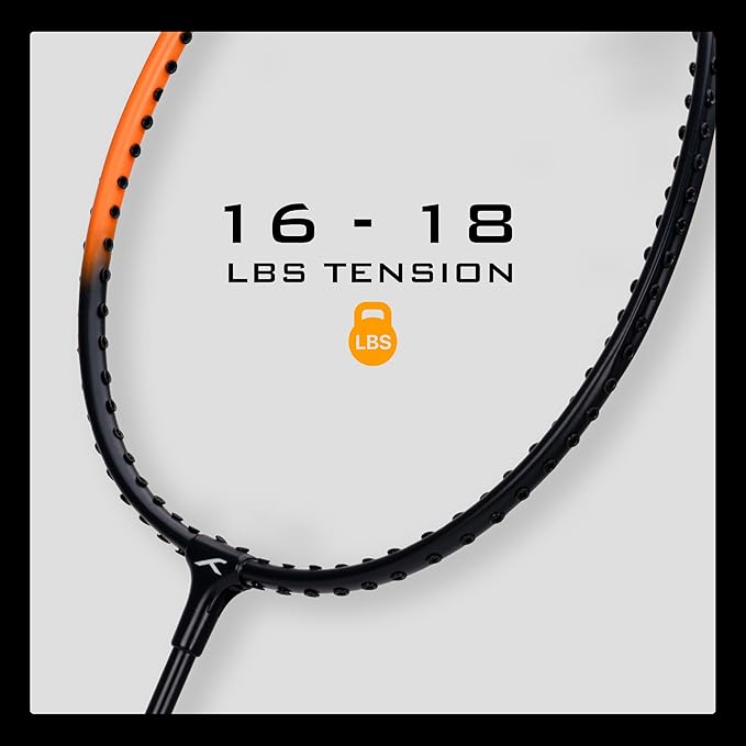 HUNDRED Powertek 100 (Set of 2) Badminton Racquet with Full Cover | Strung | Material: Aluminium | Maximum Tension: 16-18lbs | for Intermediate player
