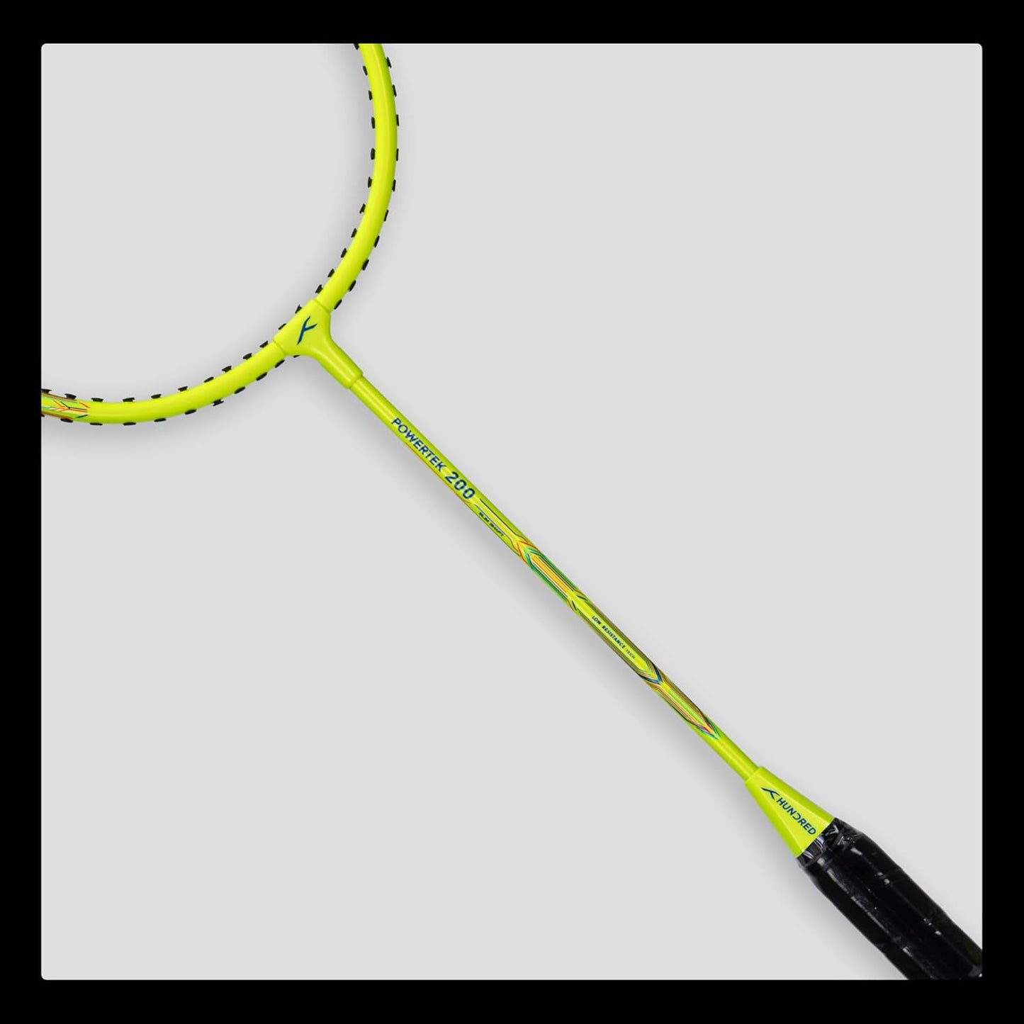 HUNDRED Powertek 200 PRO Strung Badminton Racquet with Head Cover | Material: Aluminium | Intermediate Level | Weight: 95gm | Maximum String Tension- 18-20lbs