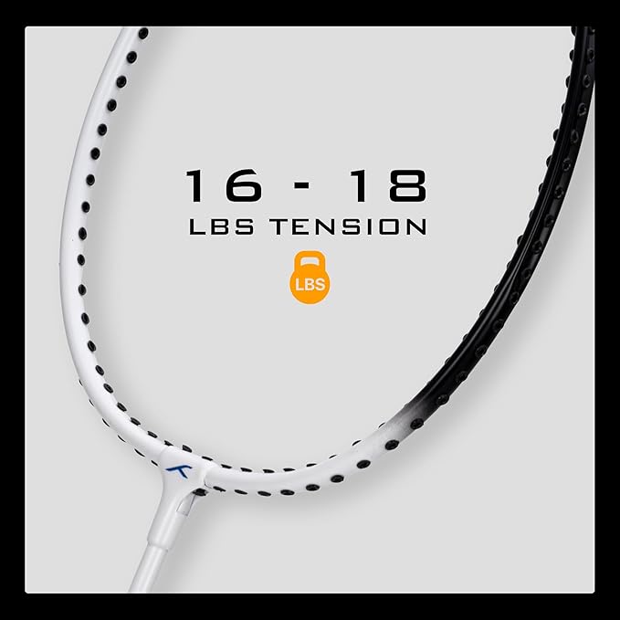 HUNDRED Powertek 100 (Set of 2) Badminton Racquet with Full Cover | Strung | Material: Aluminium | Maximum Tension: 16-18lbs | for Intermediate player
