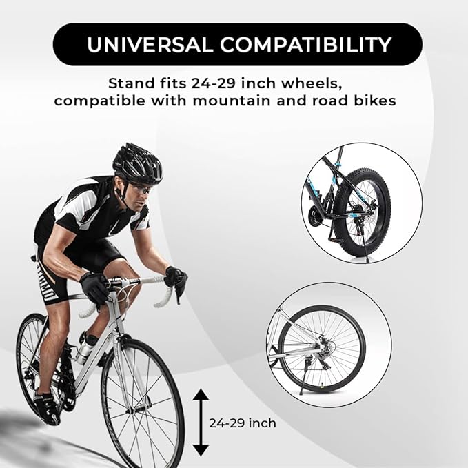 Endless EL1054 Cycle Stand Adjustable Between 24-29 Inch| High Quality Bike Side Kickstand with Double Nut | For All types Cycles or Bikes | Color:Black | Material : Aluminium Alloy