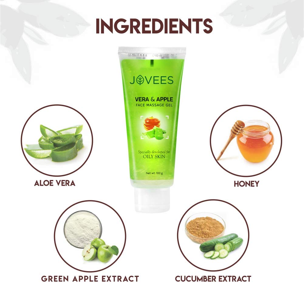 Jovees Face Massage Cream Moisturizers with Aloe Vera & Apple (100gm) Improves Skin Texture Making It Fairer & Radiant Natural | For All Skin Types