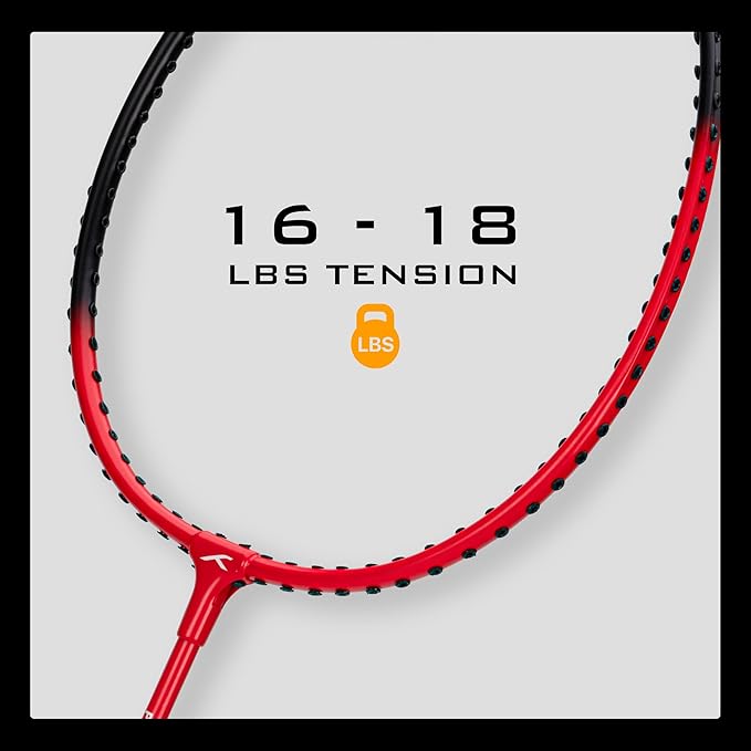 HUNDRED Powertek 100 (Set of 2) Badminton Racquet with Full Cover | Strung | Material: Aluminium | Maximum Tension: 16-18lbs | for Intermediate player