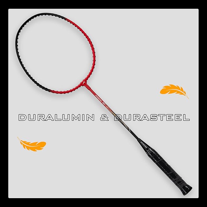 HUNDRED Powertek 100 (Set of 2) Badminton Racquet with Full Cover | Strung | Material: Aluminium | Maximum Tension: 16-18lbs | for Intermediate player