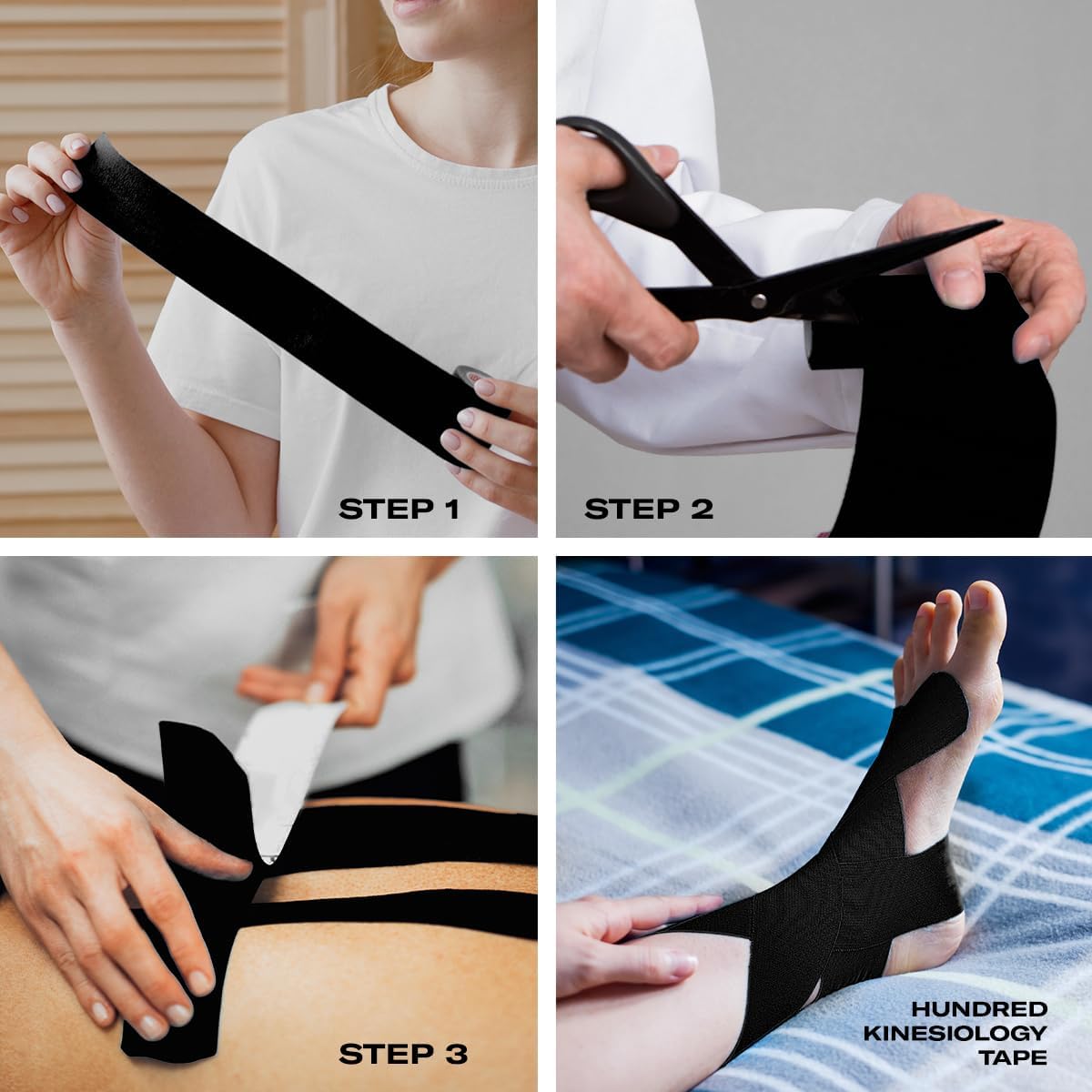HUNDRED Kinesiology Tape| Light Green,Pink,Orange,Light Blue,Dark Blue,Black | Size: 5 Meters | Unisex | Cotton/Elastic | Muscle Soreness & Pain Relief | Boosted Performance, Circulation and Body Awareness | Future Injury Prevention