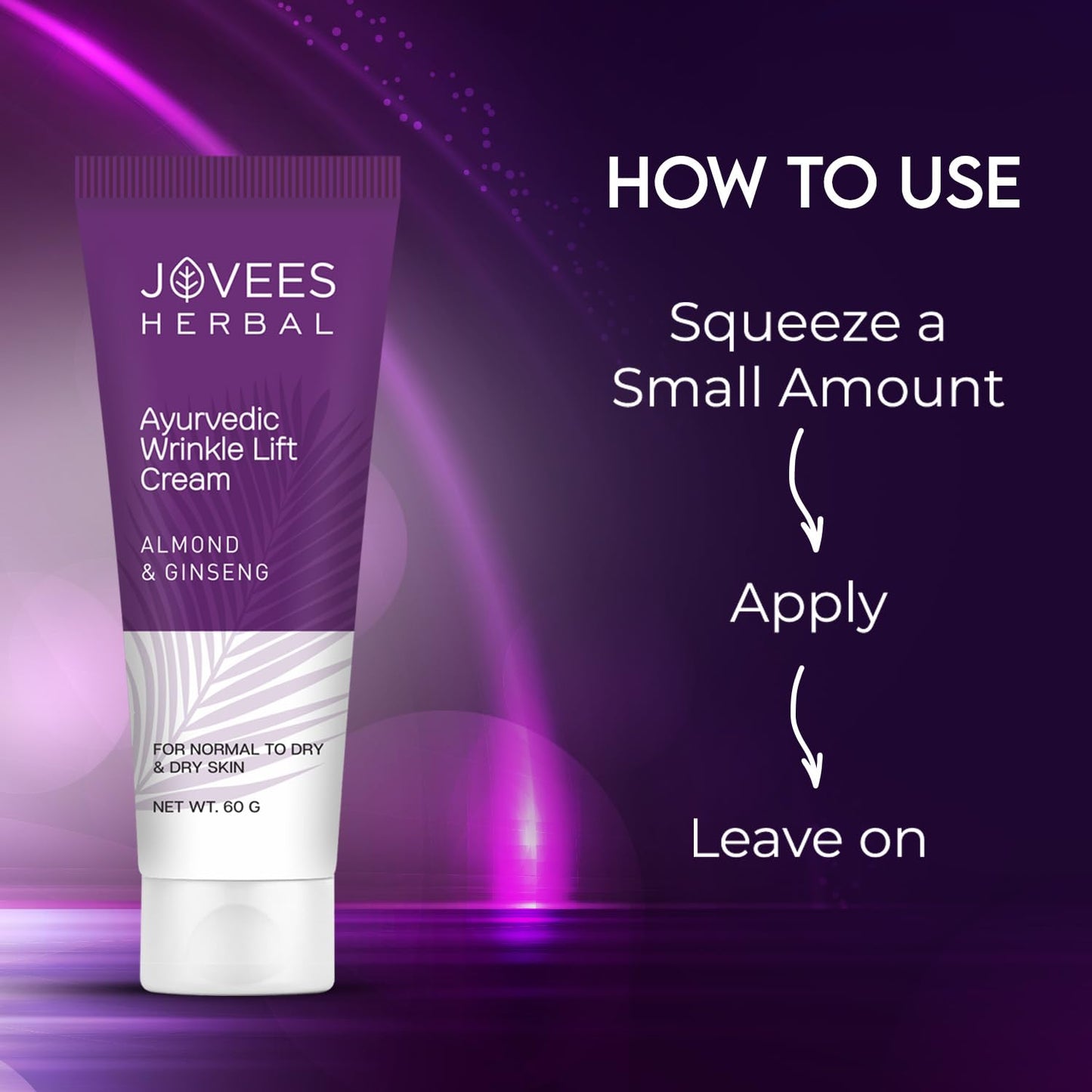 Jovees Almond & Ginseng Wrinkle Lift Face Cream (60gm) Reduce Wrinkles Anti - Wrinkle & Anti - Ageing Face Cream | Olive Oil, Sunflower Oil | All Skin Types