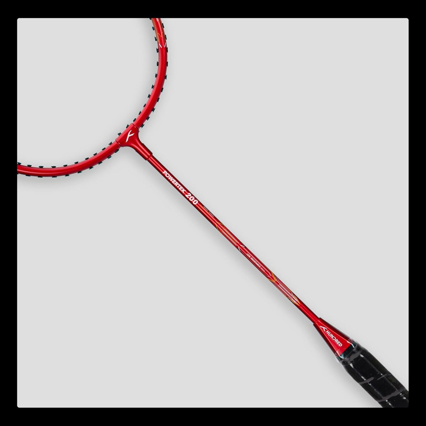 HUNDRED Powertek 200 PRO Strung Badminton Racquet with Head Cover | Material: Aluminium | Intermediate Level | Weight: 95gm | Maximum String Tension- 18-20lbs