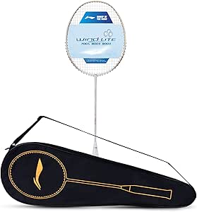 Li-Ning Wind Lite 700 II Carbon Fibre Badminton Strung Racket with Full Cover | For Intermediate | Dynamic Optimum Frame | Heavy Head | Maximum String Tension- 28lbs | Size: 77gm
