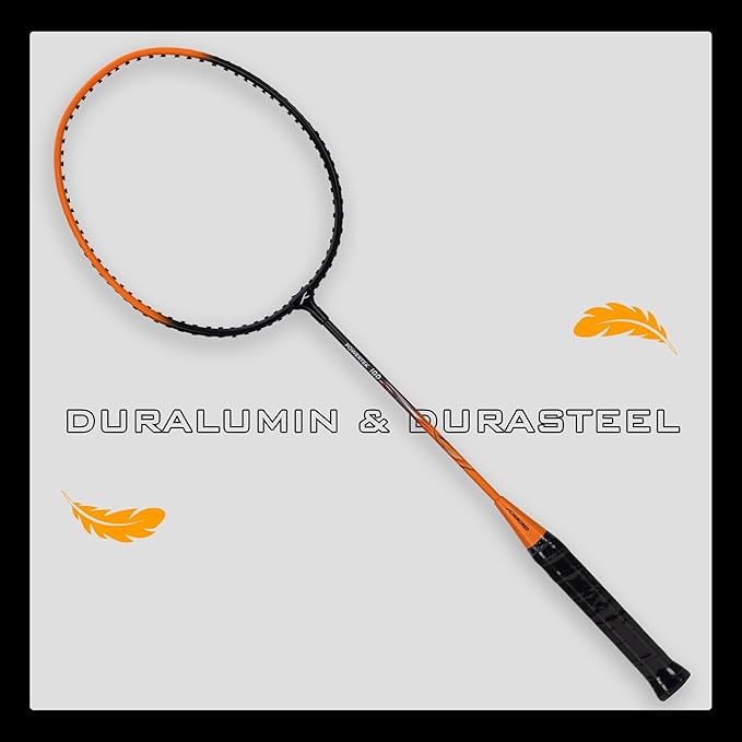 HUNDRED Powertek 100 (Set of 2) Badminton Racquet with Full Cover | Strung | Material: Aluminium | Maximum Tension: 16-18lbs | for Intermediate player