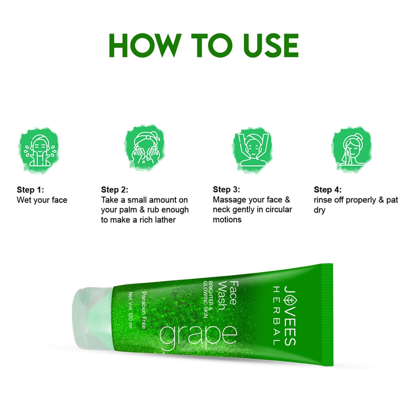 Jovees Grape Face Wash (120ml) Grape Seed & Orange Peel Extracts | For Brighter & Glowing Skin | Deep Cleanses | Reduces Uneven Skin Tone & Fine Lines | Vitamins C and E | For All Skin Types