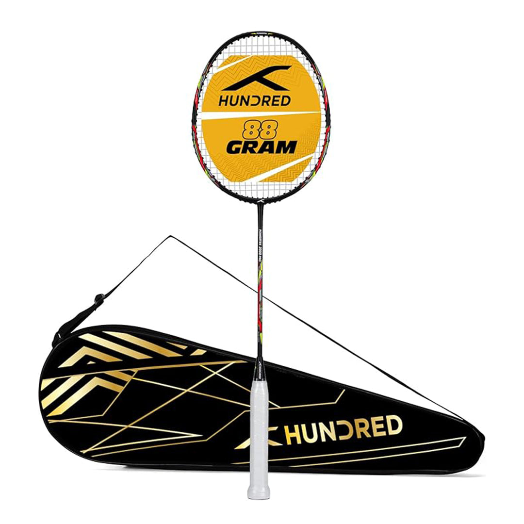 HUNDRED Powertek 2000 PRO Badminton Racquet with Full Cover | Strung | Material: Graphite | For Intermediate Players