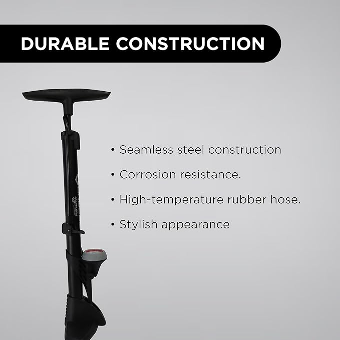 Endless EL1052 160 PSI Portable Road Bike, Bicycle Floor Hand Air Pump | Material : Alloy Steel | Tire Inflator with Gauge, Rotatable Pipe Knob for Convenience | For All Inflating Purpose
