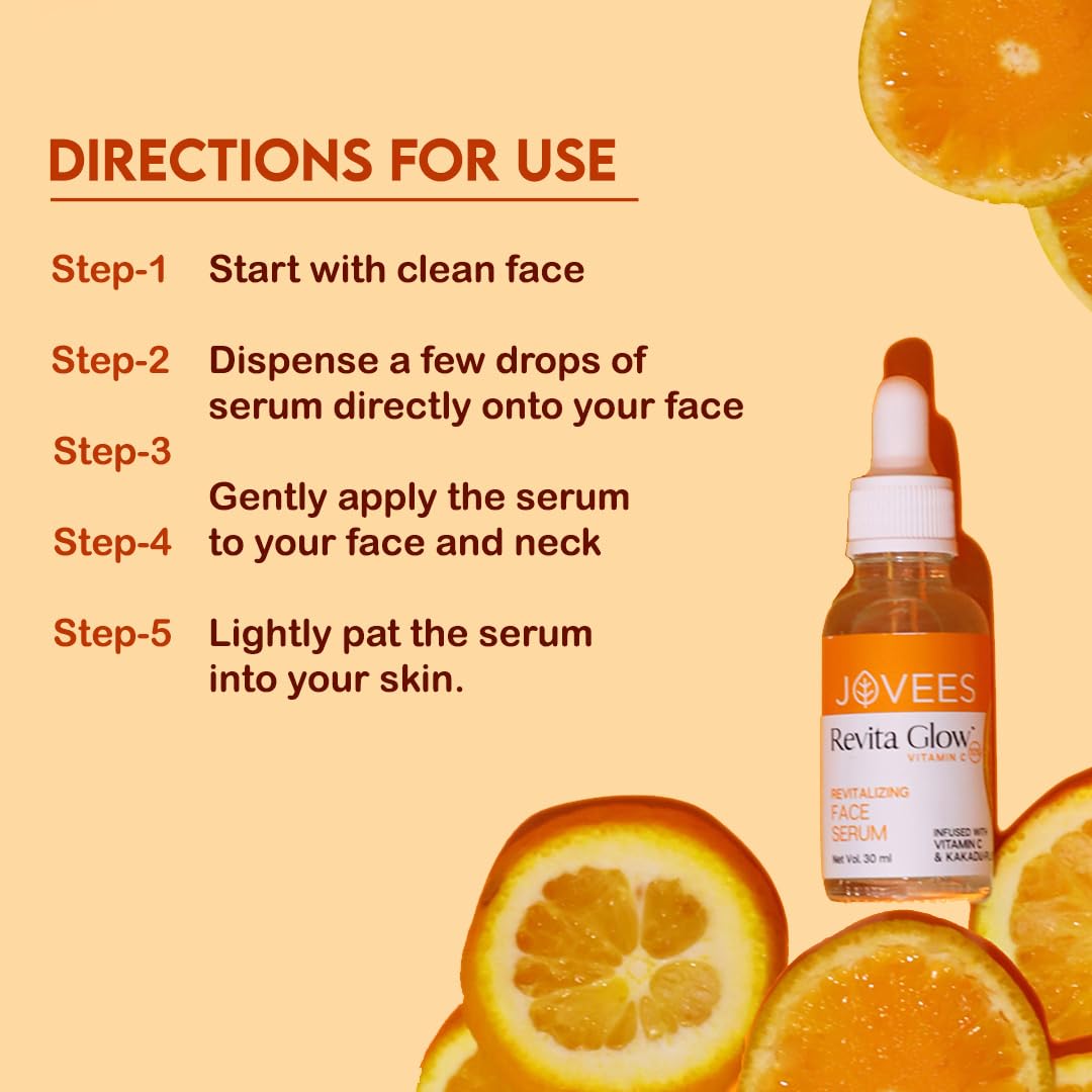Jovees Herbal Revita Glow Vitamin C Face Serum (30ml) Infused With Vitamin C & Kakadu Plum | For Skin Brightening & Hyperpigmentation | For All Skin Types