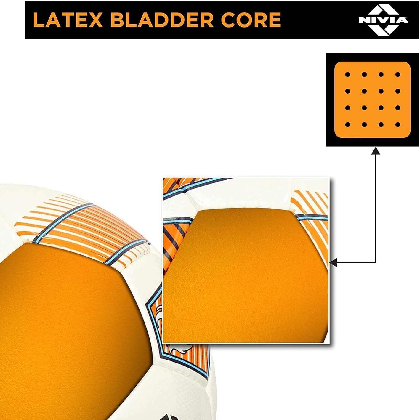 Nivia DOM02 Brace PU Football (Orange, Size 5) | Machine Stitched | 32 Panel | Hobby Playing Ball | Soccer Ball
