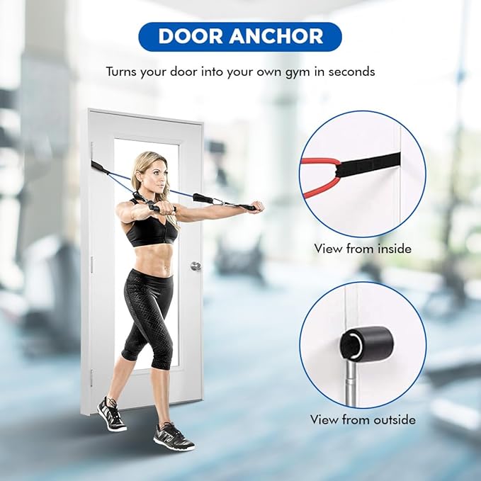 Endless EL1043 Toning Tubes Set of 5 with Different Resistance Levels | Material : Natural Latex | With Door Anchor, Handles, Waterproof Carry Bag, Leg Ankle Straps for Men and Women