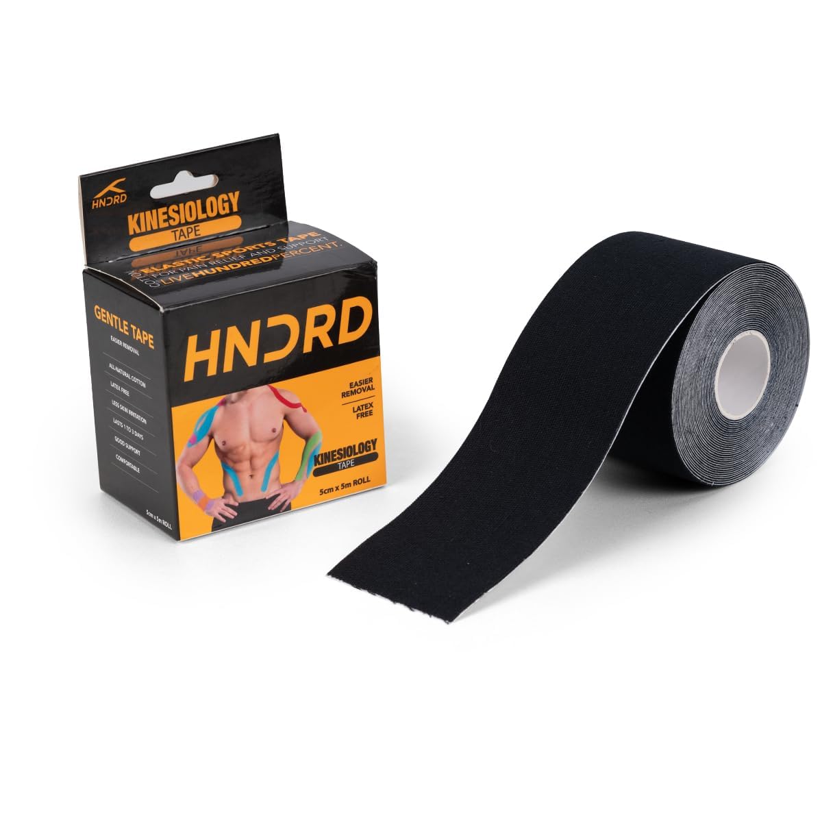 HUNDRED Kinesiology Tape| Light Green,Pink,Orange,Light Blue,Dark Blue,Black | Size: 5 Meters | Unisex | Cotton/Elastic | Muscle Soreness & Pain Relief | Boosted Performance, Circulation and Body Awareness | Future Injury Prevention