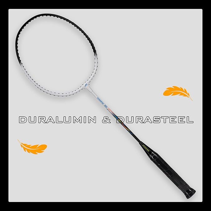 HUNDRED Powertek 100 (Set of 2) Badminton Racquet with Full Cover | Strung | Material: Aluminium | Maximum Tension: 16-18lbs | for Intermediate player
