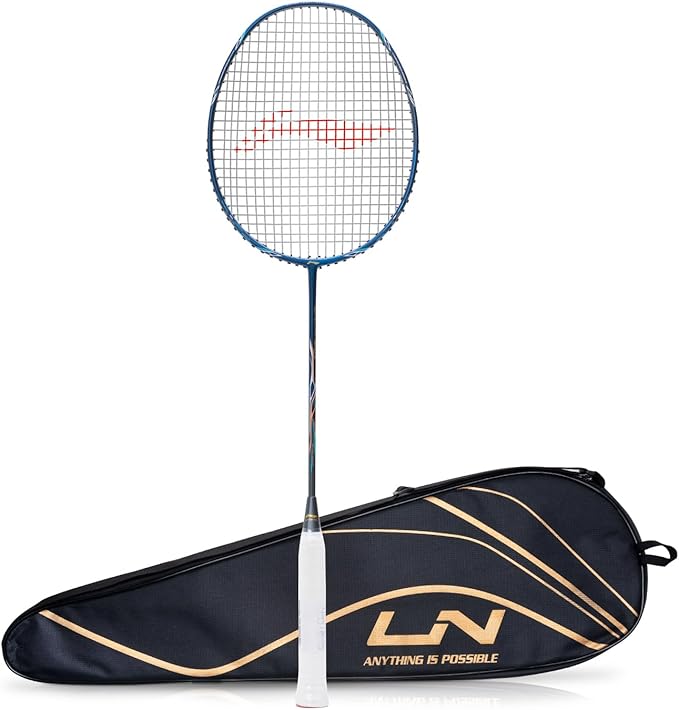 Li-Ning Wind Lite 800 II Carbon Fibre Badminton Strung Racket with Full Cover | For Intermediate | Dynamic Optimum Frame | Heavy Head | Maximum String Tension- 28lbs | Size: 78gm