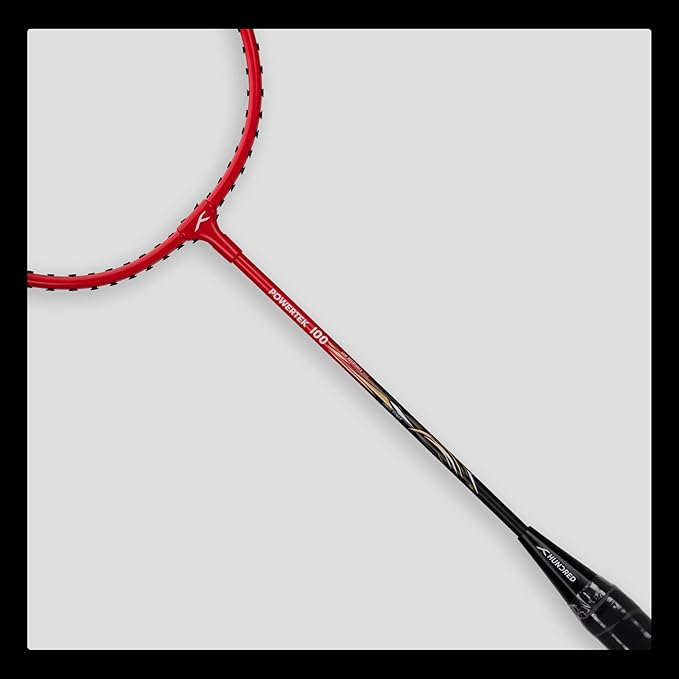HUNDRED Powertek 100 (Set of 2) Badminton Racquet with Full Cover | Strung | Material: Aluminium | Maximum Tension: 16-18lbs | for Intermediate player
