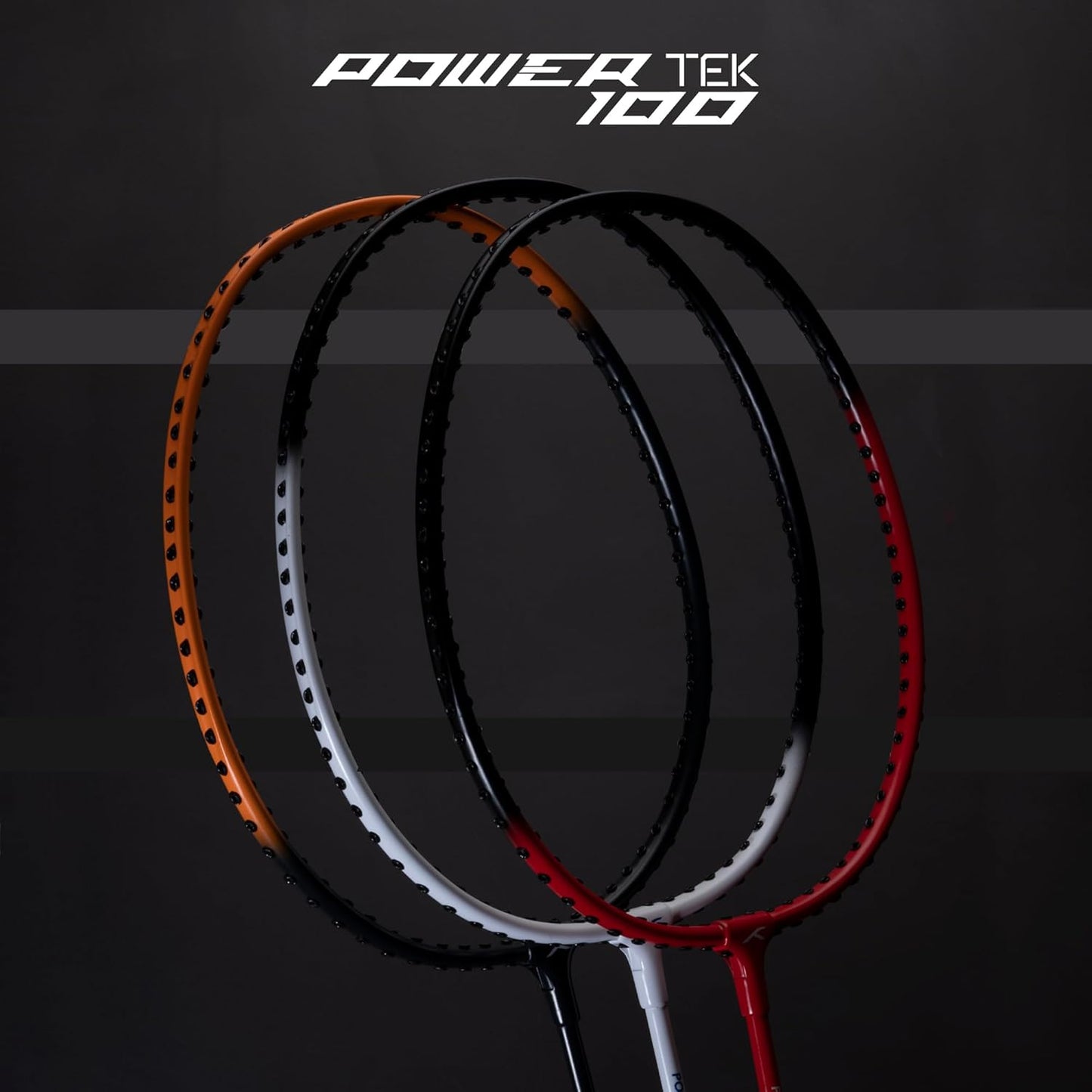 HUNDRED Powertek 100 (Set of 2) Badminton Racquet with Full Cover | Strung | Material: Aluminium | Maximum Tension: 16-18lbs | for Intermediate player