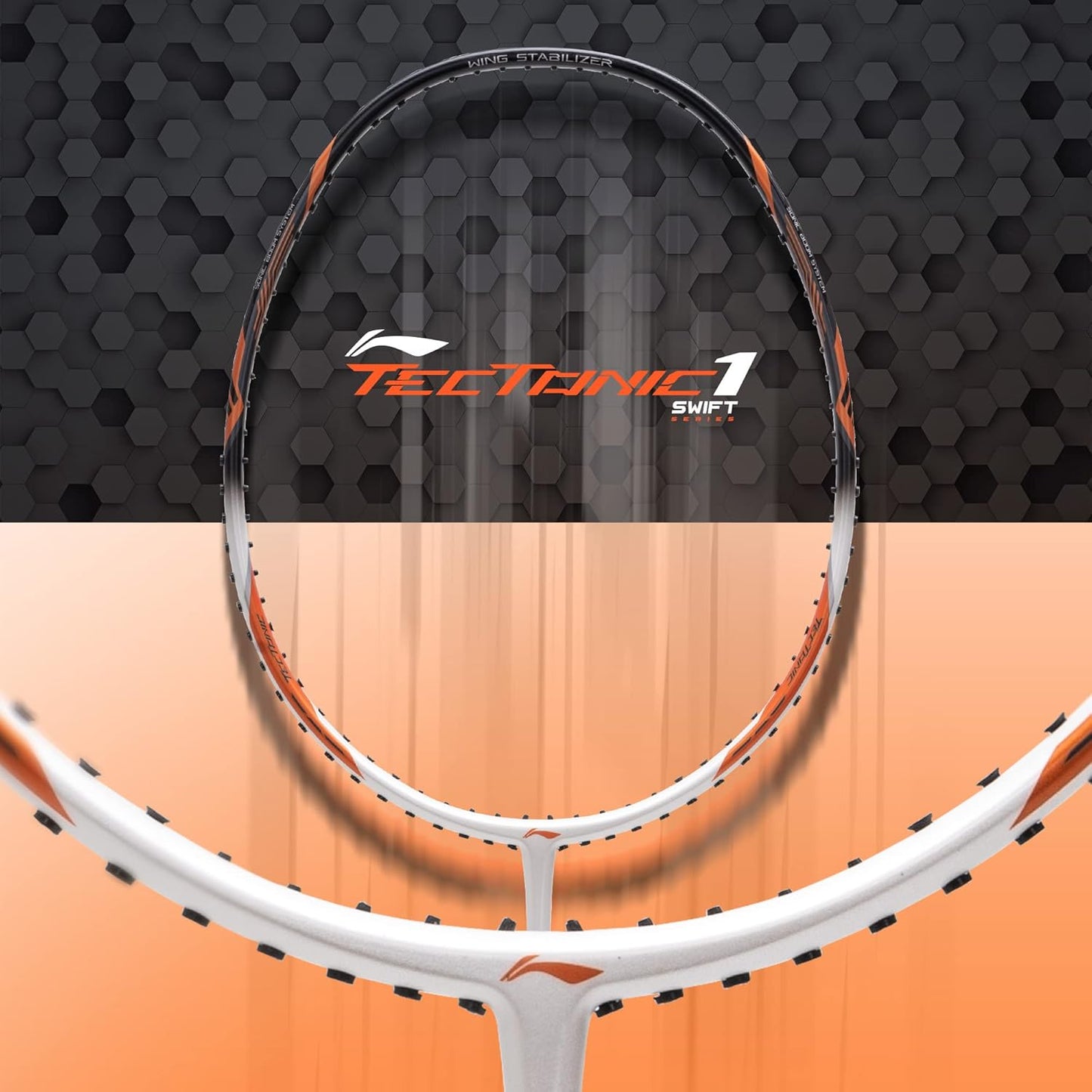 Li-Ning Tectonic 1S Carbon Fibre Strung Badmiton Racket with Full Cover | For Professional | Havey Head | Dynamic Optimum Frame | Maximum String Tension- 26lbs