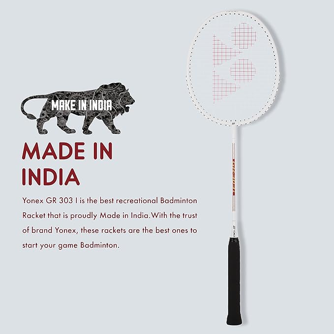 YONEX GR 303i Aluminium Strung Badminton Racket with Full Racket Cover | for Beginners | 83 Grams | High Durability