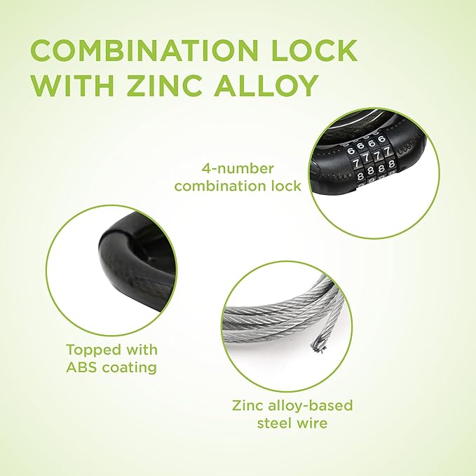 Endless EL1053 Multi Use Lock For Bike, Cycle, Helmet, Luggage with 4 Digit Resettable Cable Lock | Material : Stainless Steel, Rubber | Heavy Duty Anti-Theft Protection All Purposes