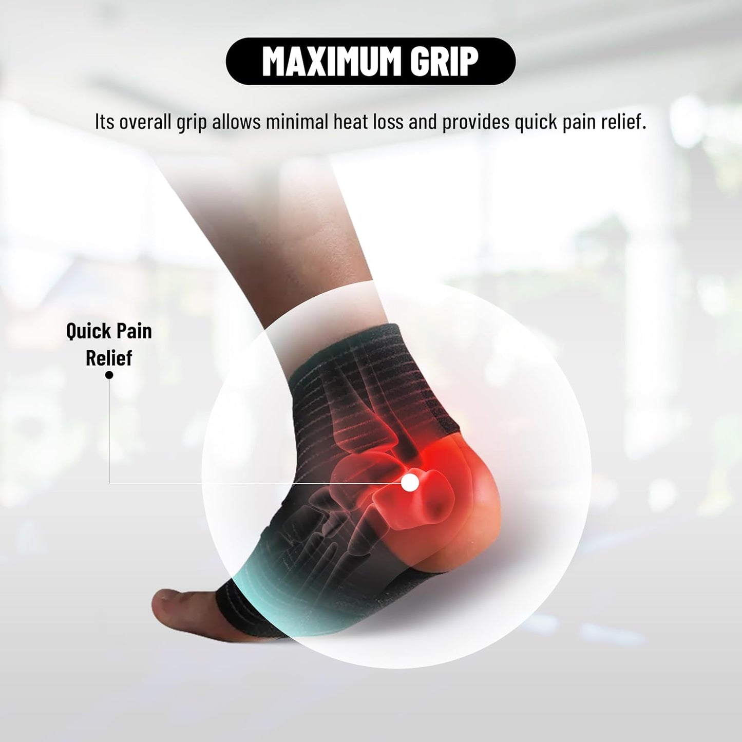 Endless Slip-in Ankle Support Brace | Black | Material: Neoprene & Polyester | for Plantar Fasciitis Neorapathy Relief Sport for Men & Women | Pain Relief, Gym, Sports, Exercise, Cycling